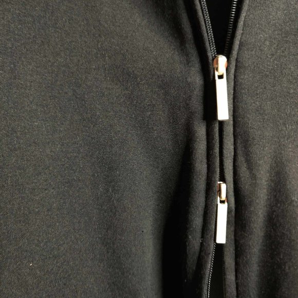 Black Double Zip Jacket with White Collar - Picture 4 of 5